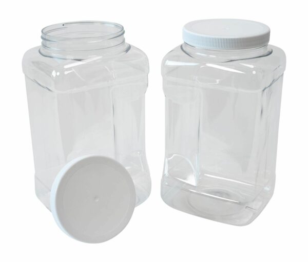 Square PET Jars with Screw-On Lids